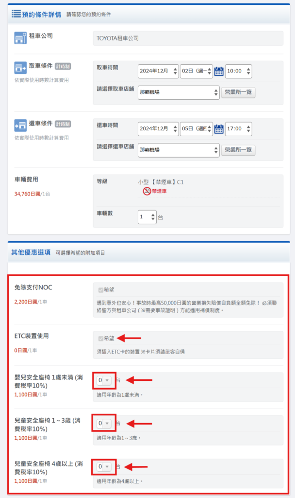 Tabirai: optional items